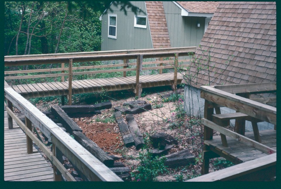 Elms Cabin 1985 railroad tie path removed